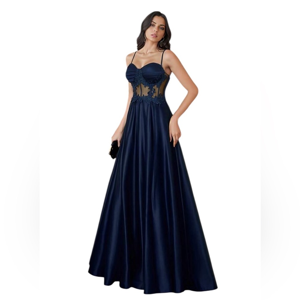 Elegant Navy Blue Evening Gown